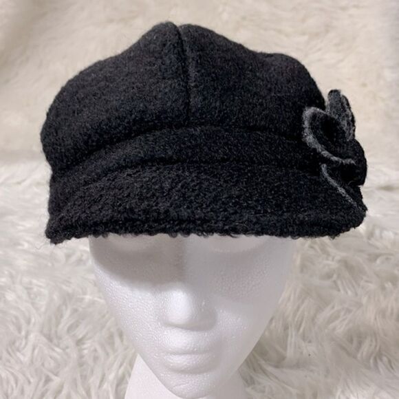 DAHLIA newsboy hat flower details wool blend lined elastic back women’s - Picture 3 of 10